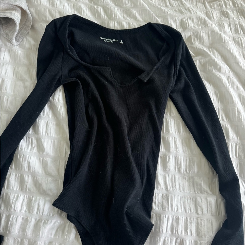 Abercrombie & Fitch Black Fitted Bodysuit